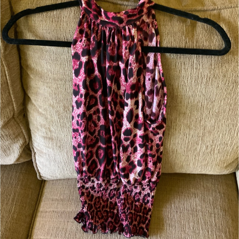 Cheetah/ Leopard print Hot Pink Dress Top - Picture 2 of 3